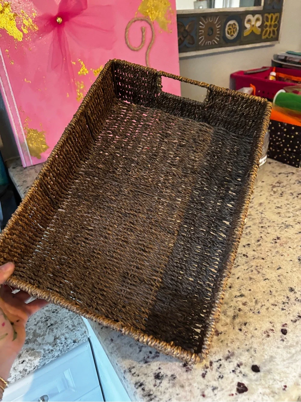 Woven Seagrass Storage Tray - Brown
